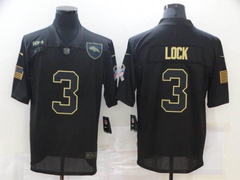Men Denver Broncos #3 Lock Black gold lettering 2020 Nike NFL Jersey->dallas cowboys->NFL Jersey